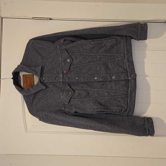 Levi's Trucker Jacket Dark Gray French Terry Men's Medium - Picture 4 of 13